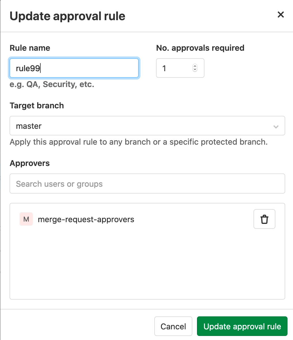 Merge request approvals · Merge requests · Project · User · Help · GitLab